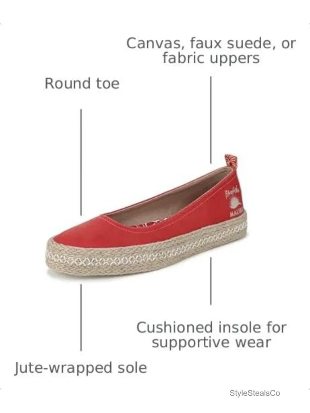 Women's Benita Ballerina Flats - Espadrilles with Jute Sole, Cushioned Insole